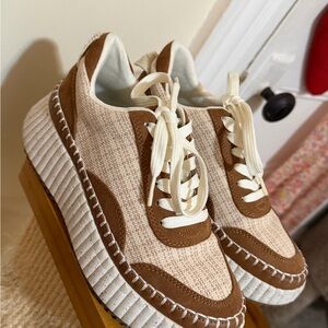 Suede Brown and White Women's Sneakers
